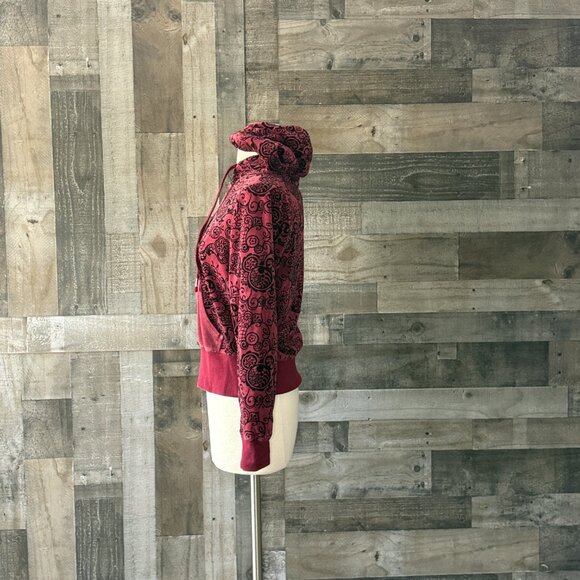 Disney Parks Mickey Mouse zip up hoodie small cranberry floral boho Disneyland - Picture 9 of 13